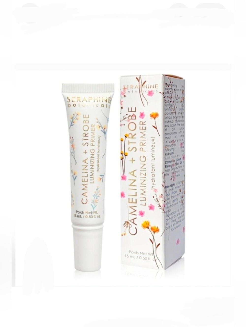 Seraphine Botanicals Camelina + Strobe Luminizing Primer - Peach Glow 0.52oz